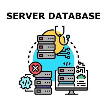 Server database management and administration concept vector Stock Illustration
