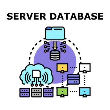 Server database management system processing information Stock Illustration