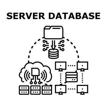 Server database management system processing information Stock-Illustration