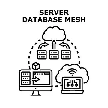 Server database mesh computing networking concept Stock Illustration