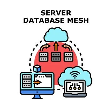 Server database mesh computing networking concept Stock Illustration