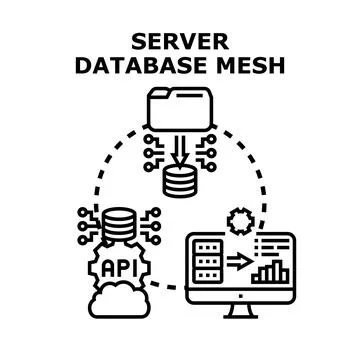 Server database mesh concept for network computing infrastructure Stock Illustration