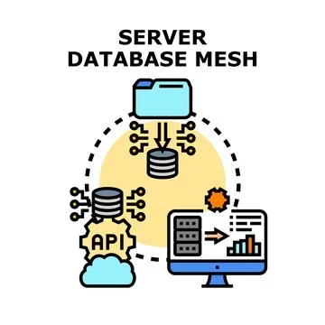 Server database mesh concept for network computing infrastructure Stock Illustration