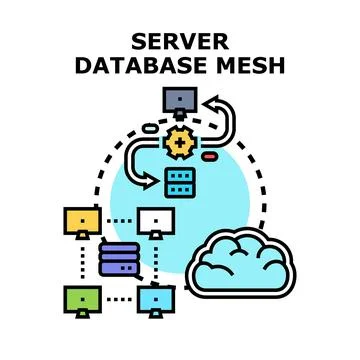 Server database mesh network connecting cloud computing systems イラスト素材