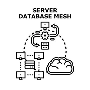 Server database mesh network connecting cloud computing systems Stock-Illustration