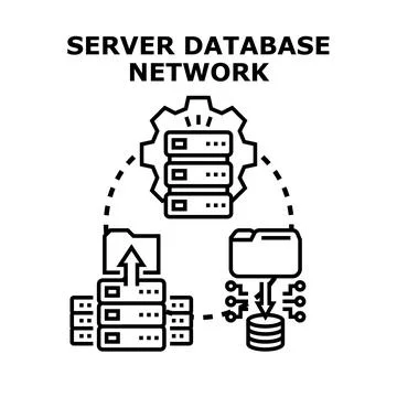 Server database network connecting data storage and processing Illustrazione stock