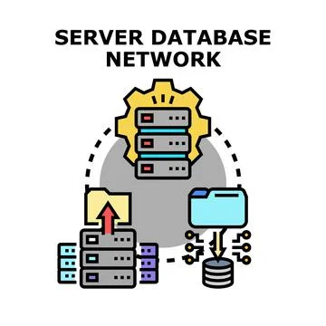 Server database network connecting data storage and processing Stock Illustration