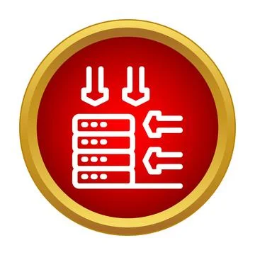 Server database processing data input and output icon Illustrazione stock
