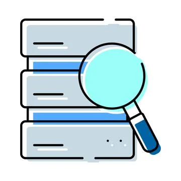 Server database searching data analysis magnifying access イラスト素材