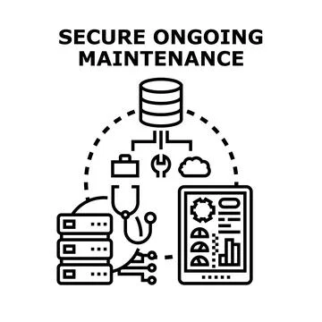 Server database secure ongoing maintenance management service Stock Illustration