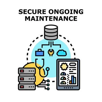 Server database secure ongoing maintenance management service Stock Illustration