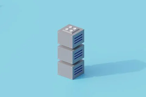 Server database single isolated object. 3d render illustration with isometric 스톡 일러스트