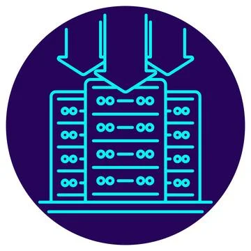 Server Deployment Icon. Minimalistic neon outline Illustrazione stock
