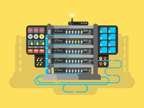 Server design flat Stock Illustration