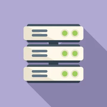 Server desktop icon flat vector. System data 스톡 일러스트