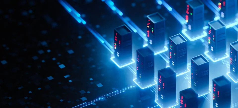 Server. Digital space background. 스톡 일러스트