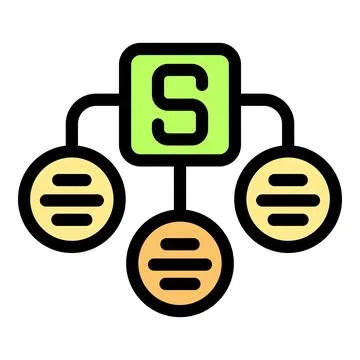 Server distributing data to multiple clients, network symbol Stock Illustration