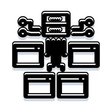 Server distributing data to multiple web browsers 스톡 일러스트