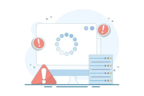 Server Down Concept. Website page is not accessible due to Poor Hosting Quality. Illustrazione stock