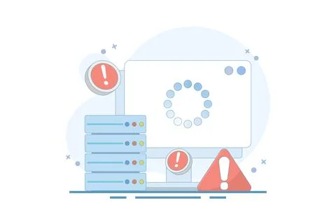Server Down Concept. Website page is not accessible due to Poor Hosting Quality. Stock Illustration