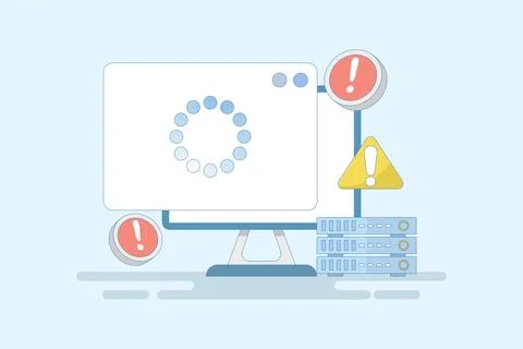 Server Down Concept. Website page is not accessible due to Poor Hosting Quality. Illustrazione stock