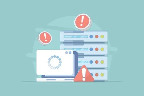 Server Down Concept. Website page is not accessible due to Poor Hosting Quality. Illustrazione stock