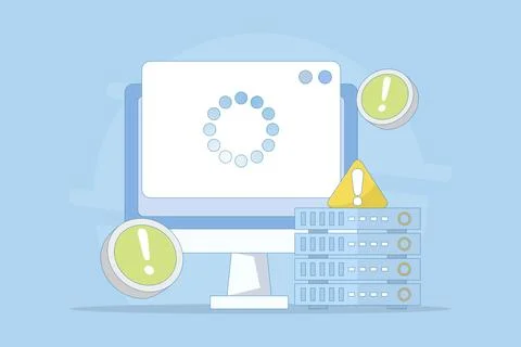 Server Down Concept. Website page is not accessible due to Poor Hosting Quality. Stock Illustration