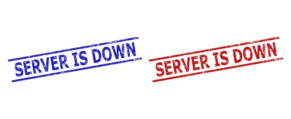 SERVER IS DOWN Stamp Seals with Unclean Texture and Parallel Lines Illustrazione stock