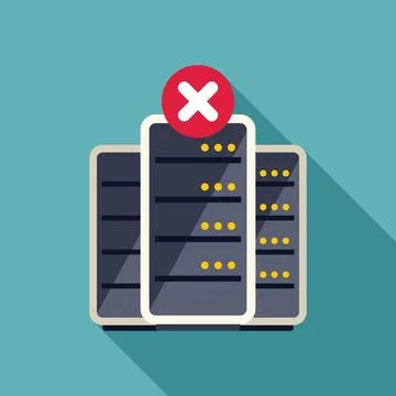 Server down, system crashing showing a red cross symbol Stock Illustration