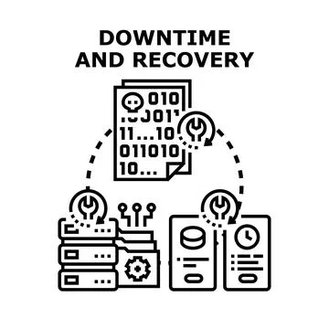 Server downtime and data recovery it support Stockillustratie