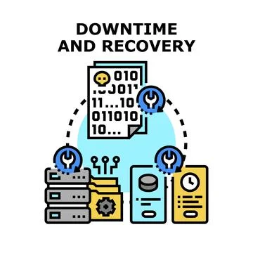 Server downtime and data recovery it support Stock Illustration