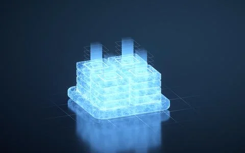 Server equipment with data line effect, 3d rendering. Stock Illustration