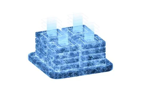 Server equipment with data line effect, 3d rendering. Stock Illustration