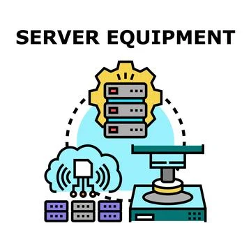Server equipment illustrating cloud computing and data center processing 库存插图