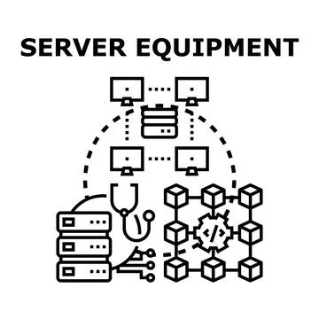Server equipment securing digital data and network technology Illustrazione stock
