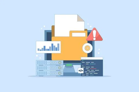 Server Error Fixing Concept, Website code, Bug fix, Server problem fix. Stock Illustration