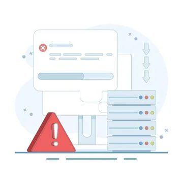Server errors and failures. Poor Hosting Quality. Server Downtime. 库存插图