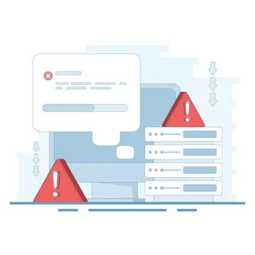 Server errors and failures. Poor Hosting Quality. Server Downtime. 库存插图