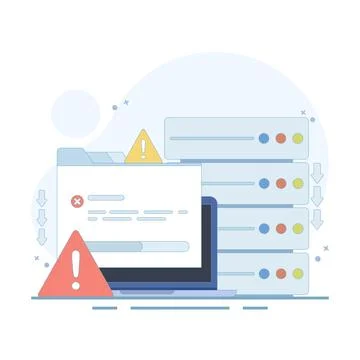 Server errors and failures. Poor Hosting Quality. Server Downtime. 库存插图