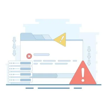 Server errors and failures. Poor Hosting Quality. Server Downtime. 库存插图