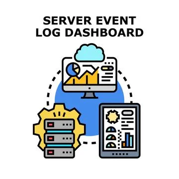 Server event log dashboard analyzing data concept Illustrazione stock