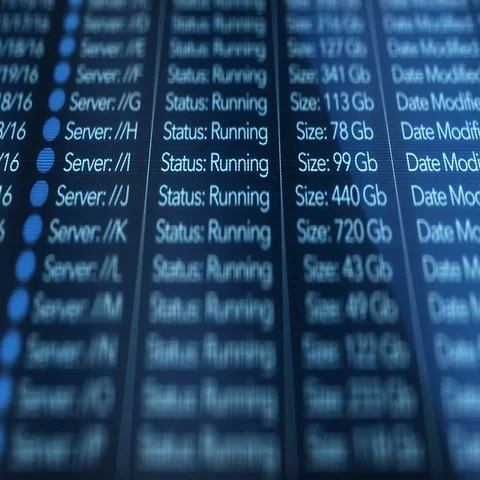 Server Farm - All Blue Light Active Servers Stock Footage 69650219