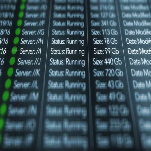 Server Farm - All Green Light Active Servers Recut Stock Footage 69650525