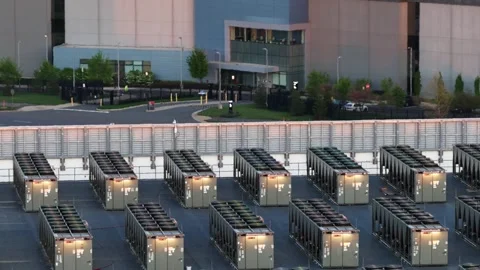 Server farm at Digital Realty data center in Ashburn, Virginia, with large Stock Footage 333784427