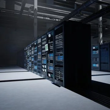 Server farm equipment managing computing loads essential for big data analysis Stock Illustration