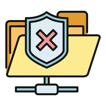 Server file protection failure concept with shield and error Illustrazione stock