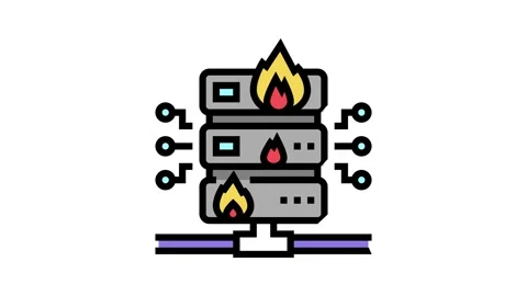 Server fire security system color icon animation Stock Footage 165323032