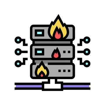 Server fire security system color icon vector illustration 库存插图