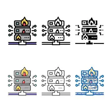Server fire security system color icon vector series Illustrazione stock
