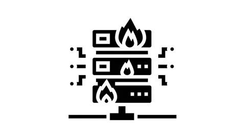 Server fire security system glyph icon animation Stock Footage 165334228